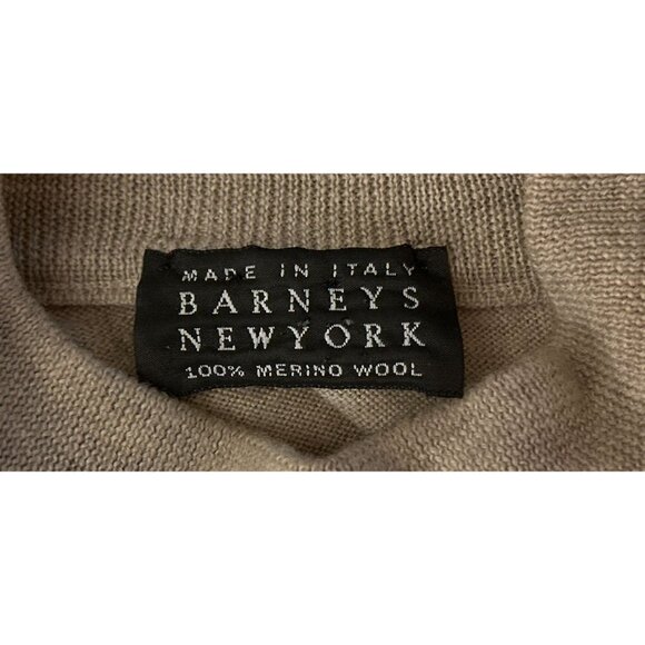 Made in Italy BARNEYS Merino Wool Pullover Knitted Sweater Beige Size Med - Picture 6 of 7